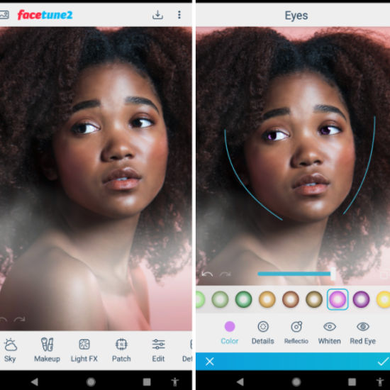 facetune app eye editing selfie color change