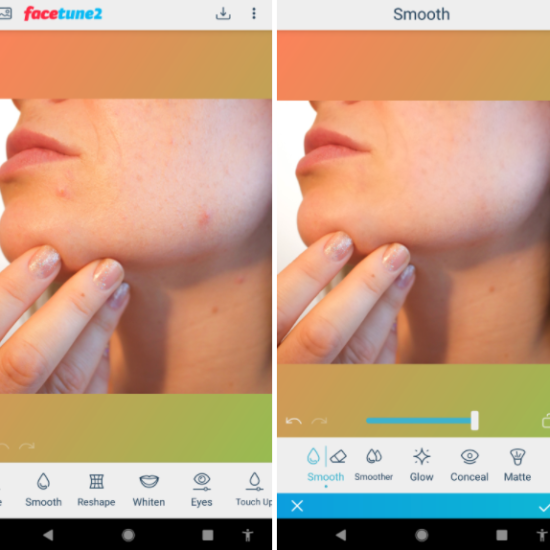 facetune mobile app skin touchup photo selfie