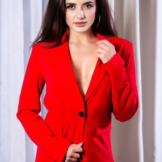 Zoom Job Interview Woman in Red Suit